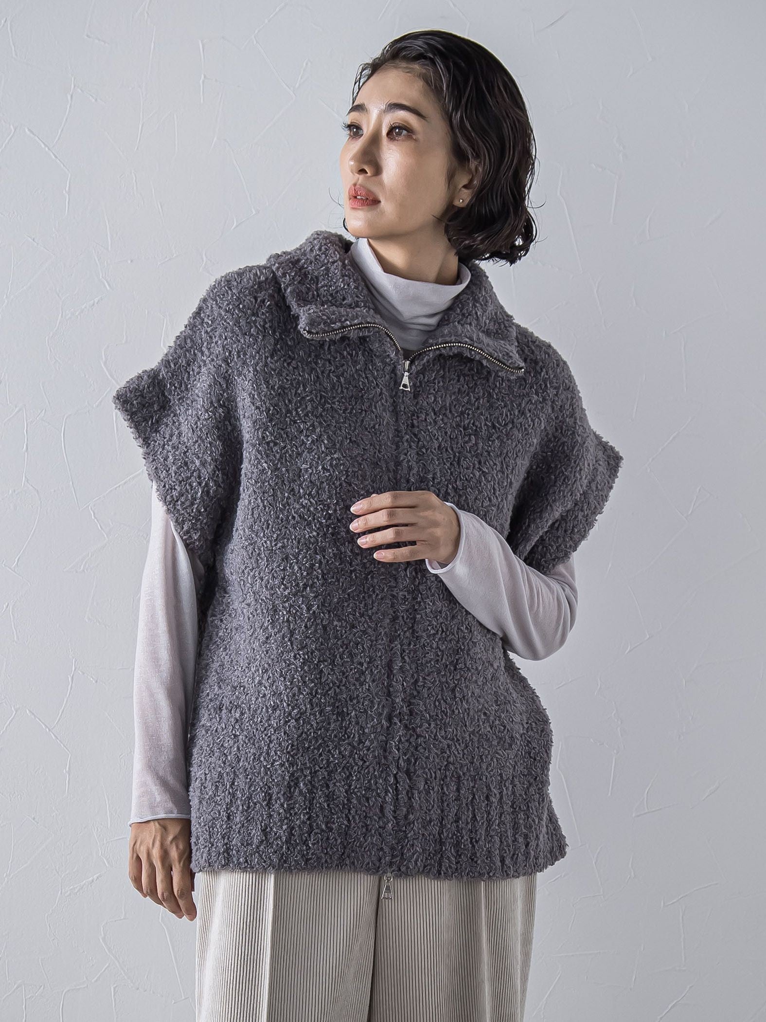 カーリングヤーンジップジレ≪手洗い可能≫