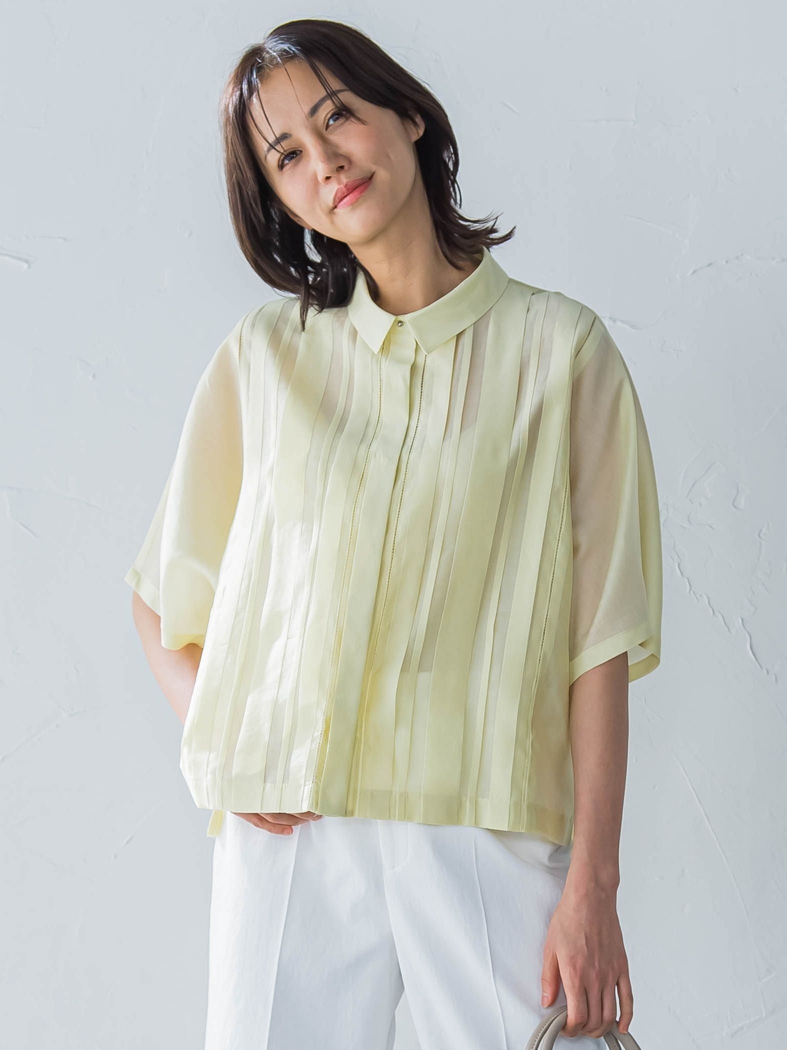 ピンタックレースブラウス≪手洗い可能≫