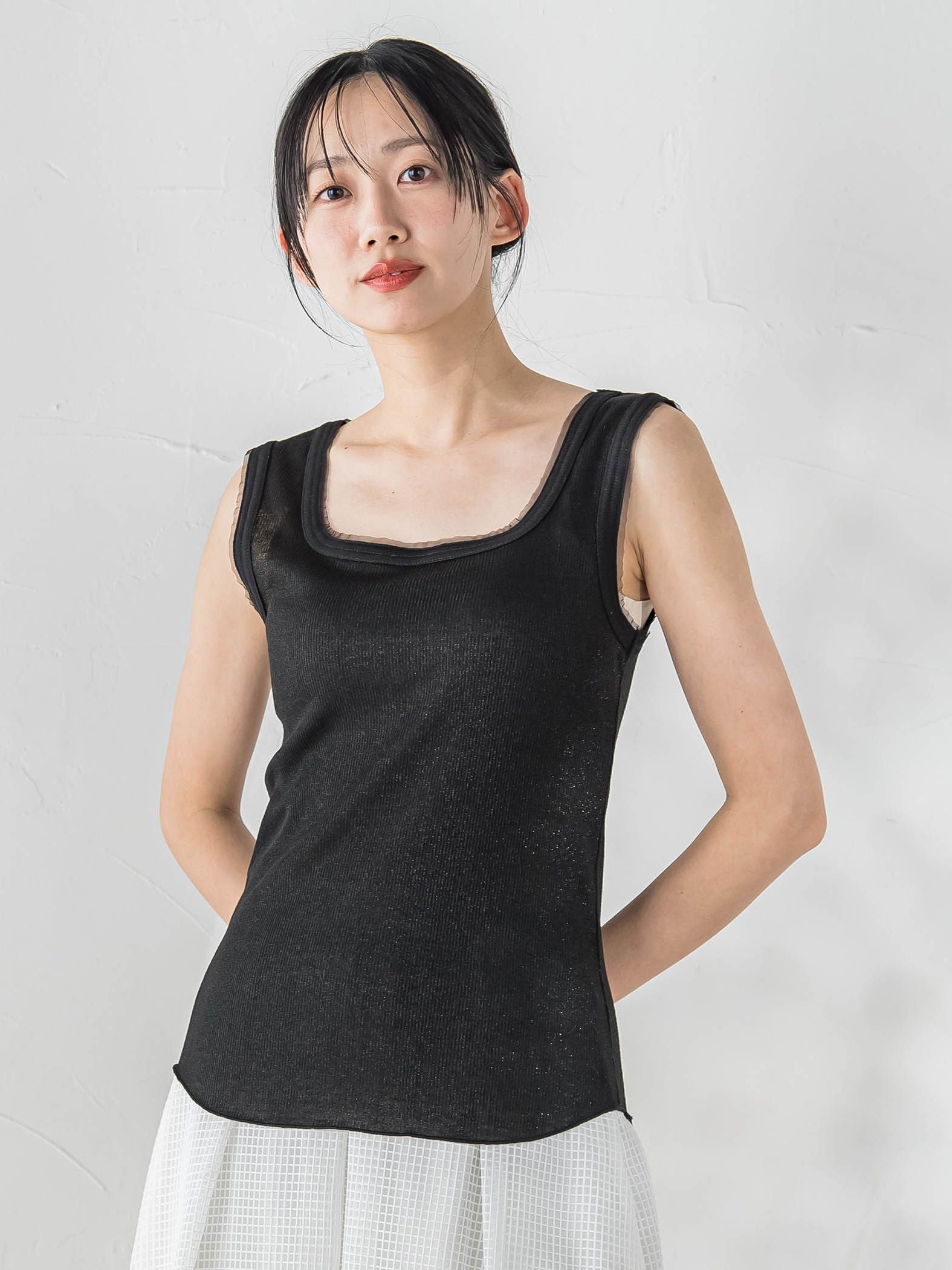 リブスクエアタンクトップ