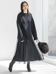 刺繍トリムハイネックニット≪洗える≫