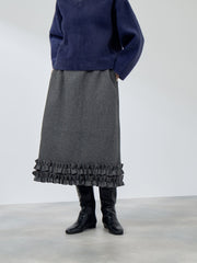 ウールライクフリルヘムAラインスカート