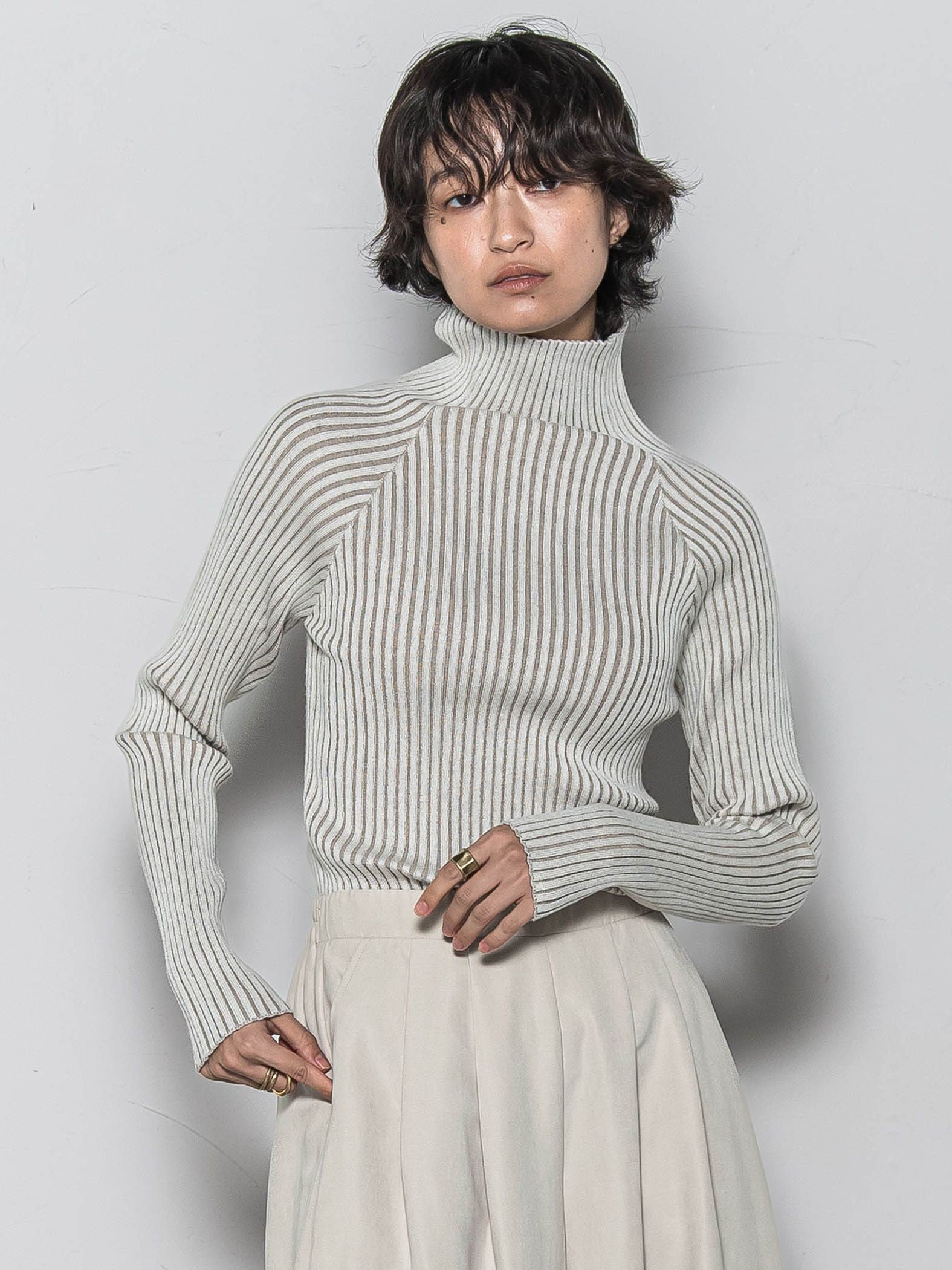 【WEB限定】プレーティングリブニットプルオーバー≪手洗い可能≫