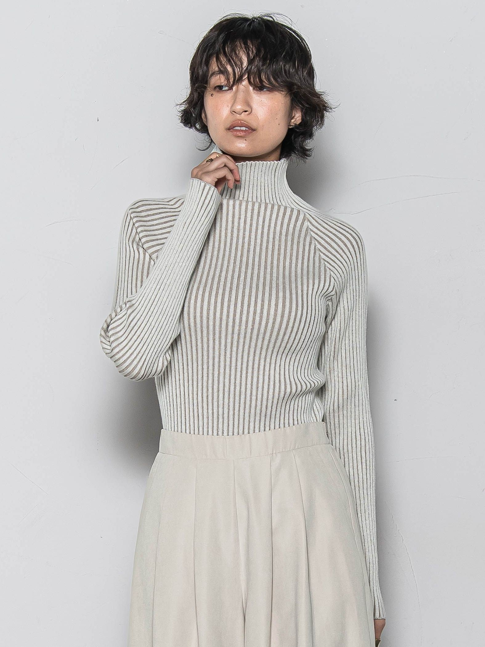 【WEB限定】プレーティングリブニットプルオーバー≪手洗い可能≫