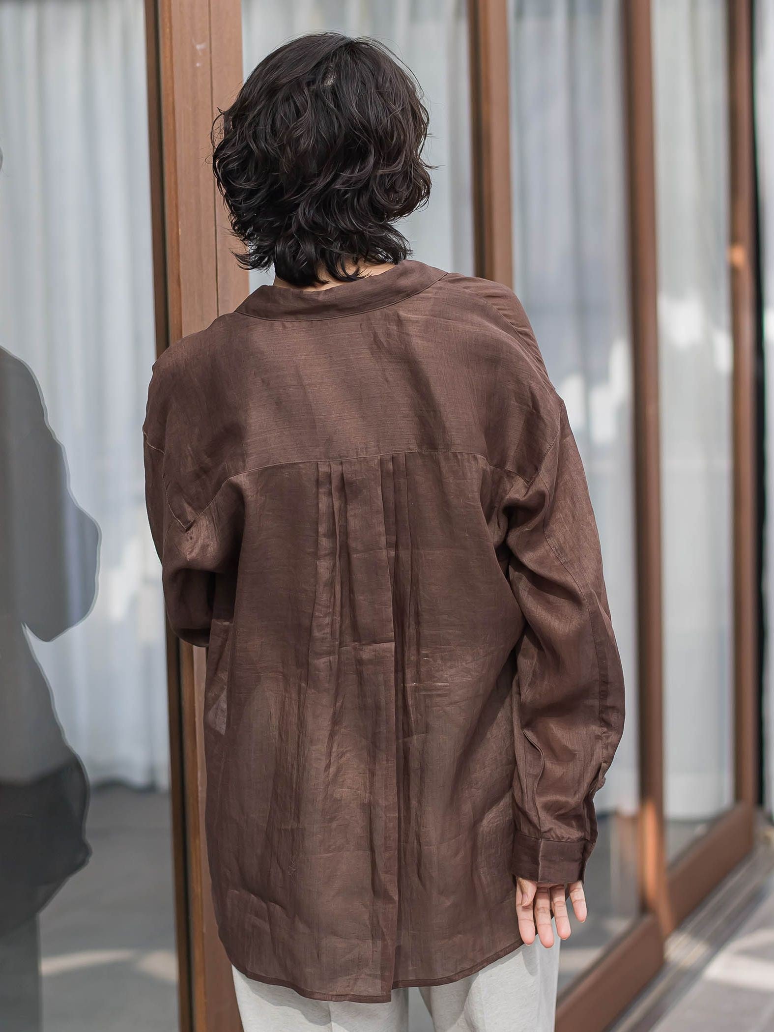 【大きいサイズ/新色追加】“洗える麻”トーンアップシャツ