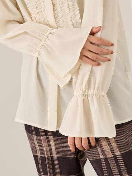 ポライトジョーゼットフリルブラウス≪手洗い可能≫