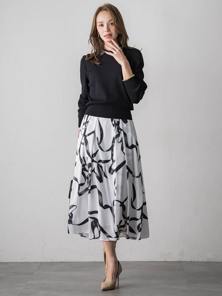 襟ビジューニット≪手洗い可能≫