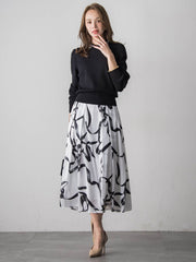 襟ビジューニット≪手洗い可能≫