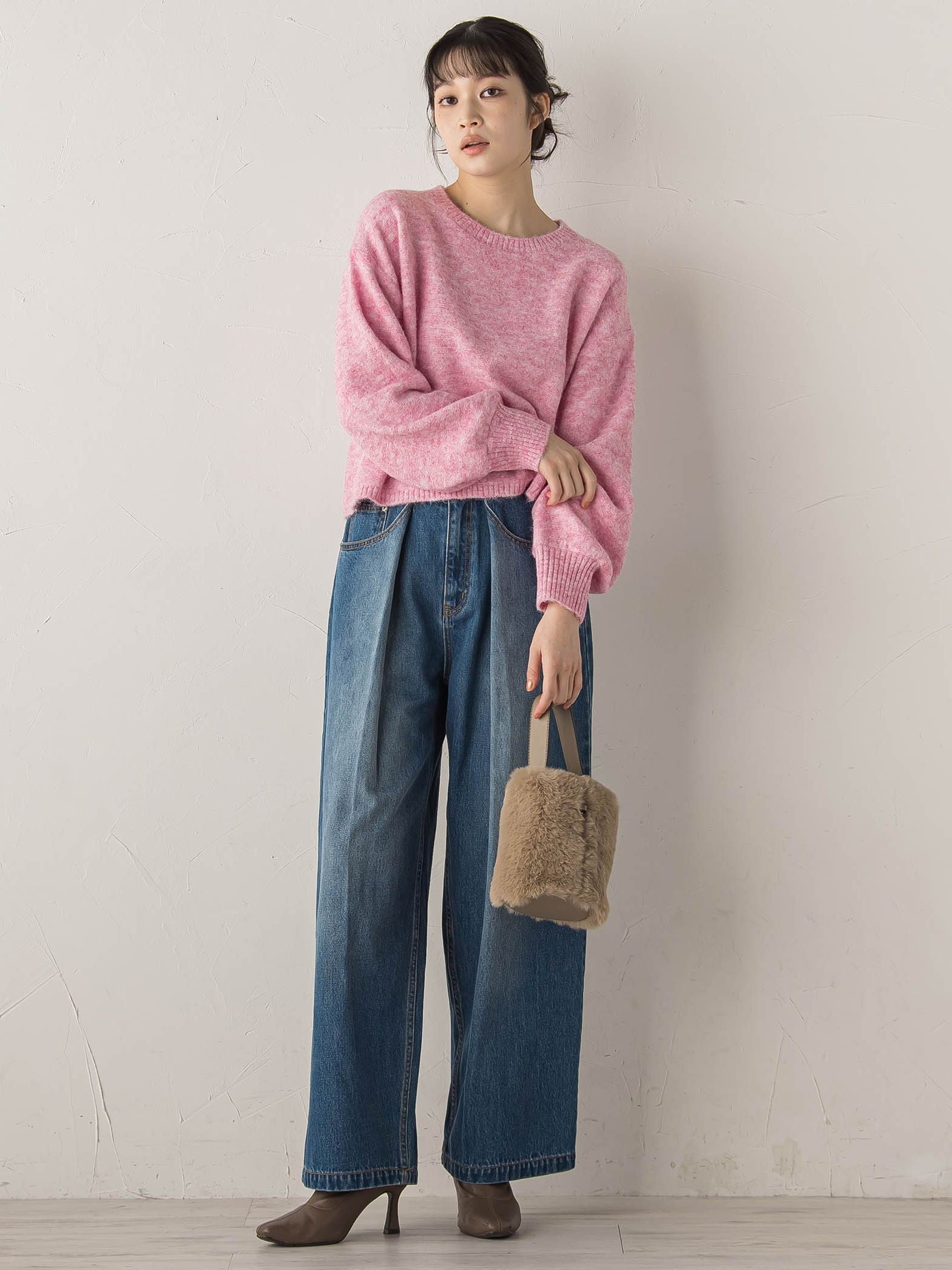 タックデニムパンツ≪洗濯機で洗える≫