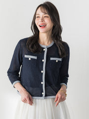 メッシュスパンコールニットカーディガン