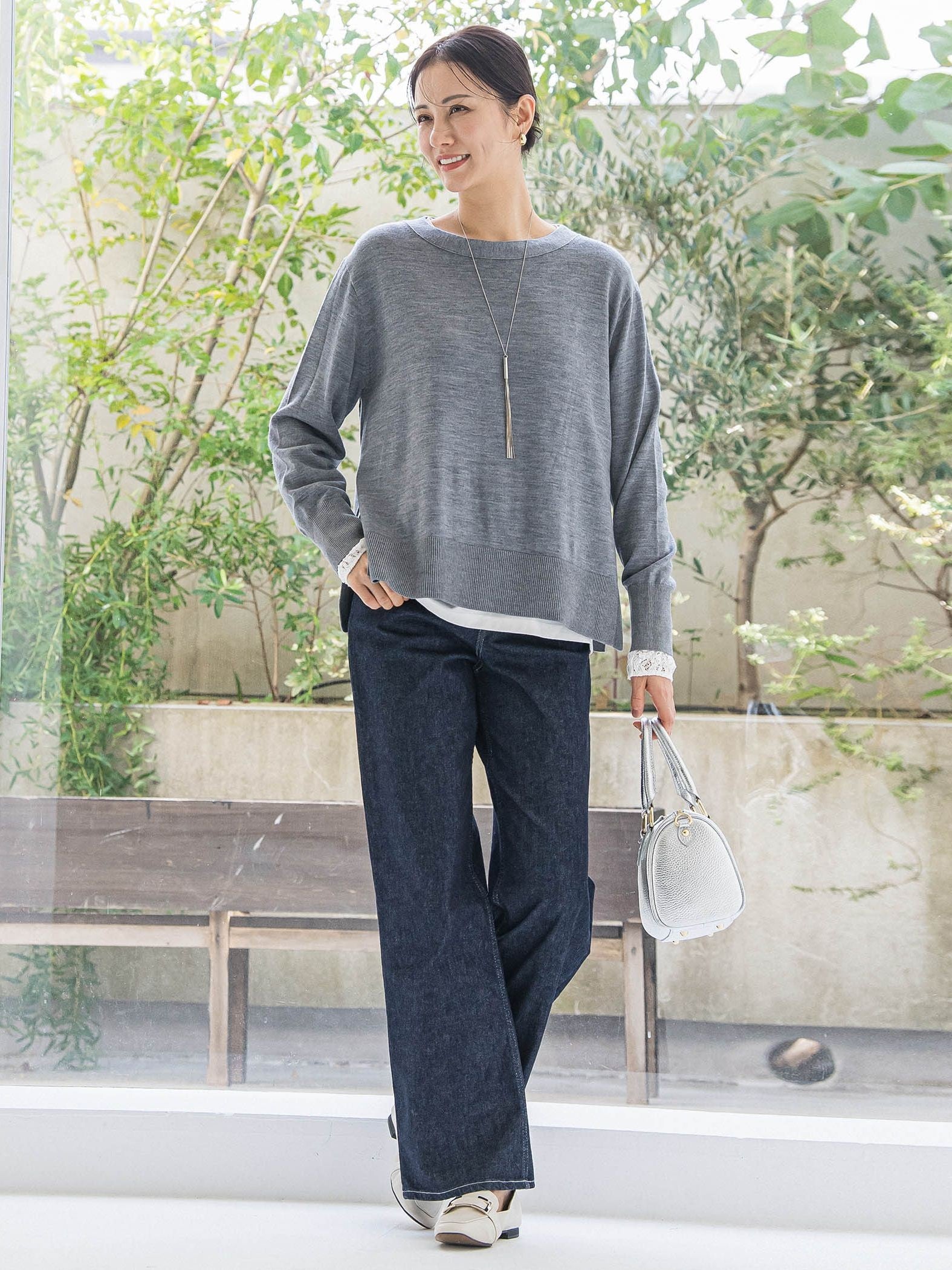 袖レースインナーカットソー