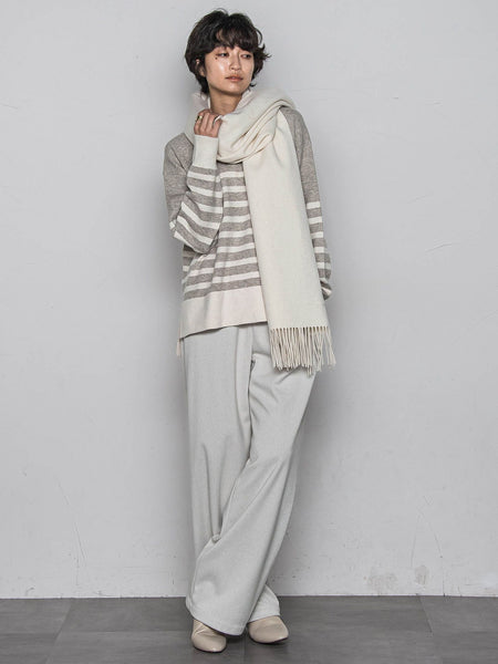 【ふわもち】ボーダーニット≪洗濯機で洗える≫