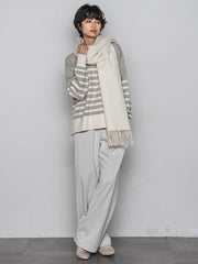 【ふわもち】ボーダーニット≪洗濯機で洗える≫