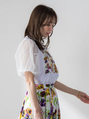 【KEITA KAWASAKI × Viaggio Bluコラボ】袖チュールプリントTシャツ