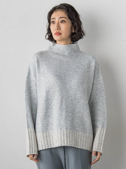 【WEB限定】”ふんわり配色の”もっちりハイネックニット