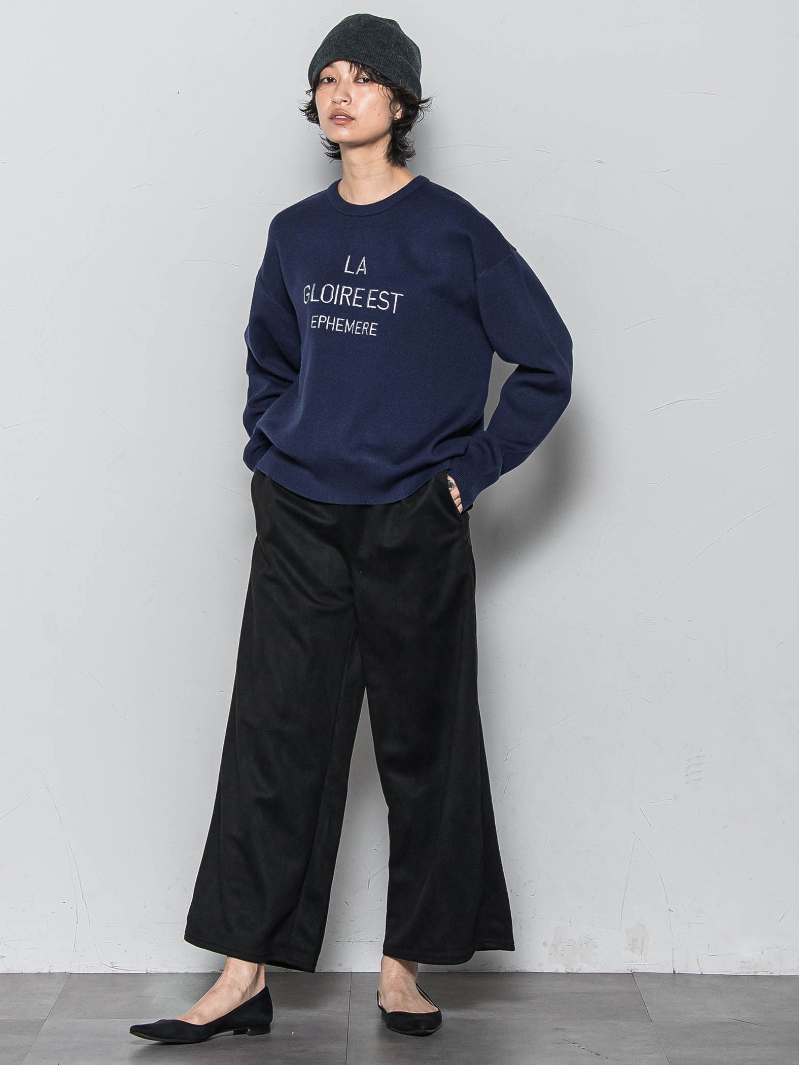 【WEB限定】刺繍ロゴニットプルオーバー≪洗濯機で洗える≫