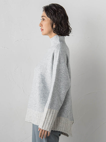 【WEB限定】”ふんわり配色の”もっちりハイネックニット