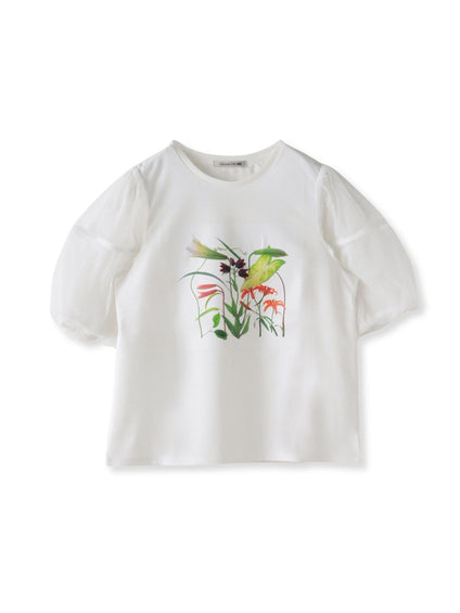 【KEITA KAWASAKI × Viaggio Bluコラボ】袖チュールプリントTシャツ