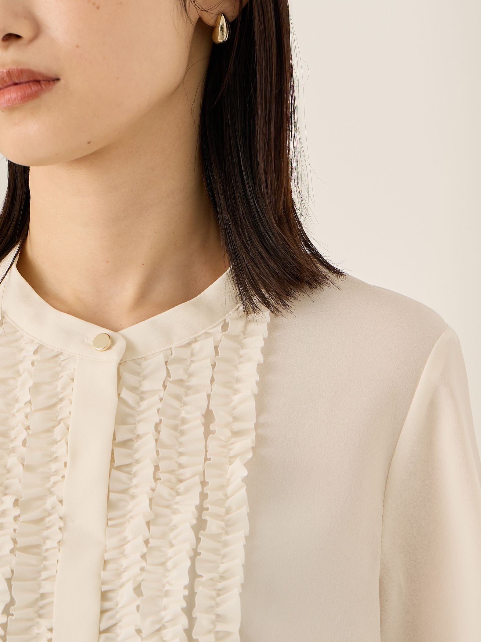 ポライトジョーゼットフリルブラウス≪手洗い可能≫