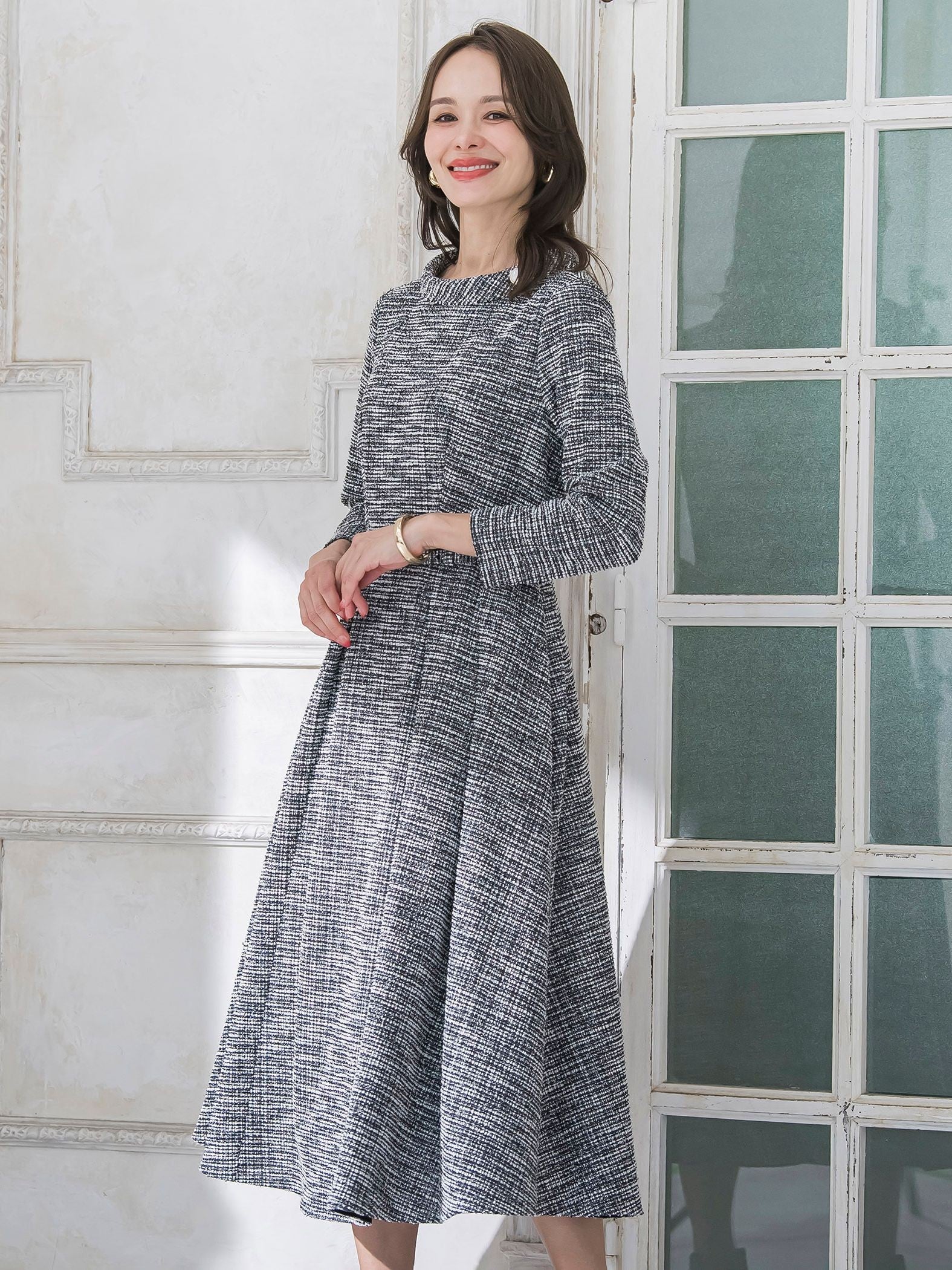 ツイードラメワンピース