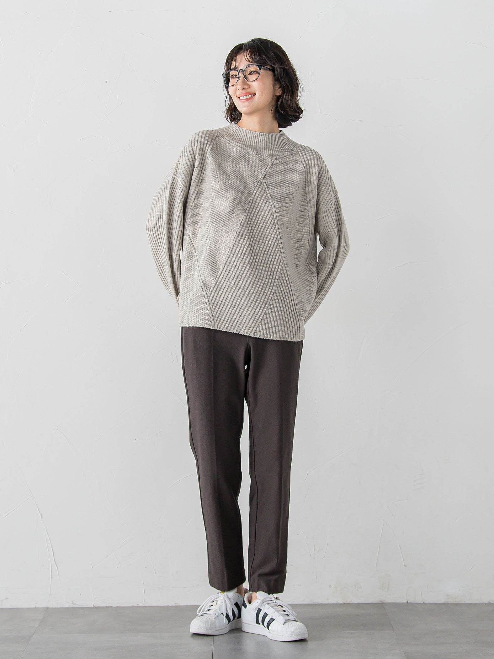 【大きいサイズ】ヘリンボーンニット