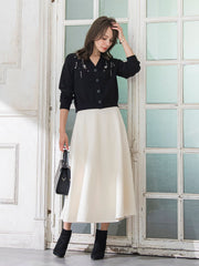 Vネックビジューカーディガン≪手洗い可能≫