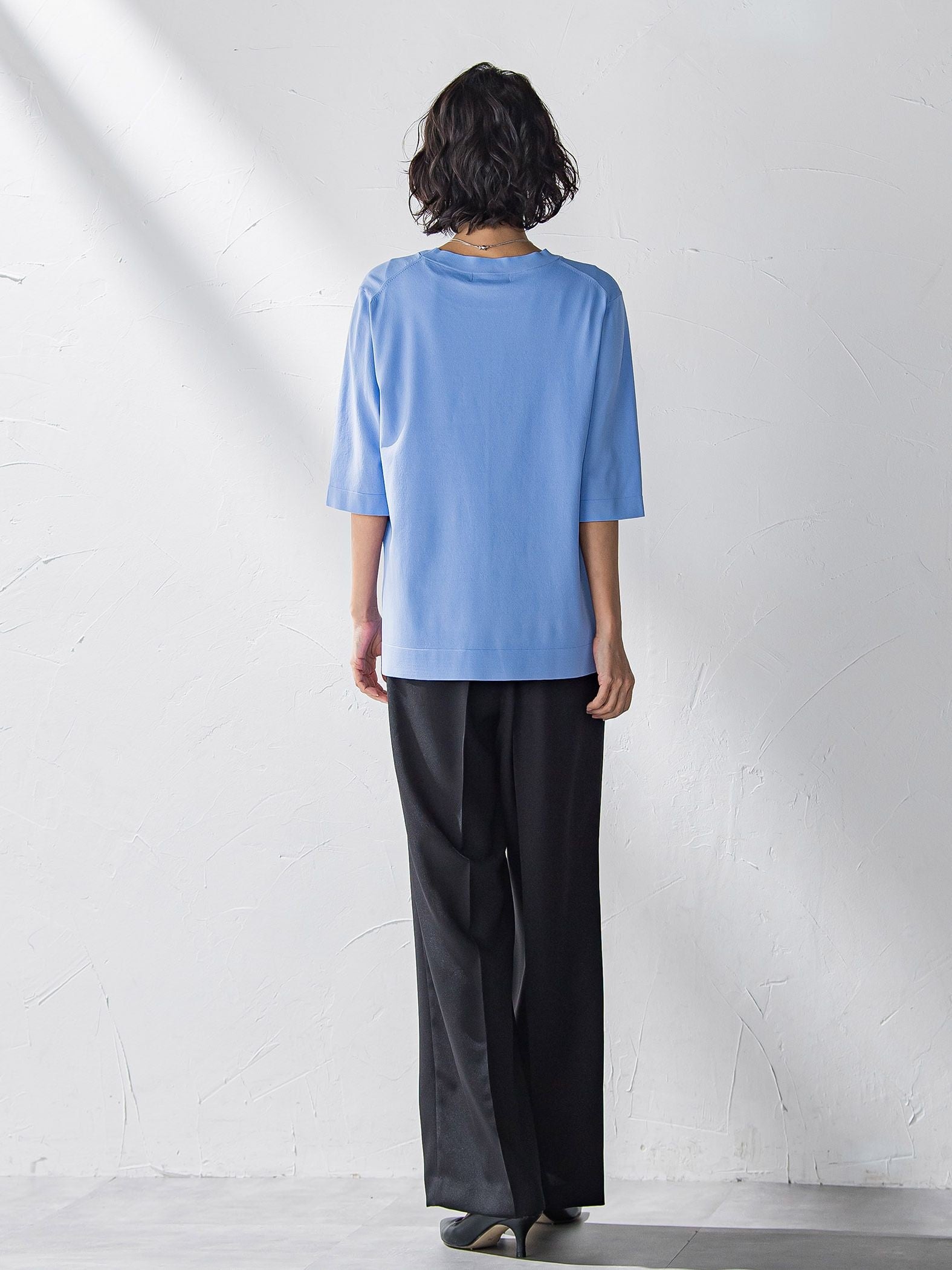 Tシャツ風ニットプルオーバー≪手洗い可能≫