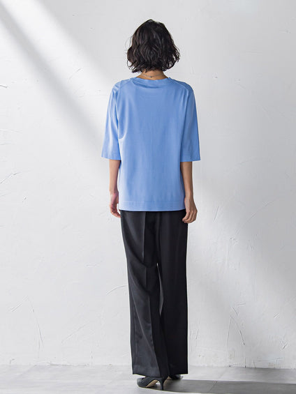 Tシャツ風ニットプルオーバー≪手洗い可能≫