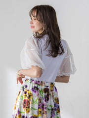 【KEITA KAWASAKI × Viaggio Bluコラボ】袖チュールプリントTシャツ