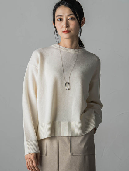 【WEB限定】 ≪洗えるニット≫ラウンドネックニット≪Lサイズあり≫