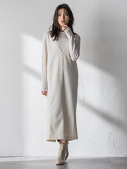 【えらべるSET UP】叶えるVネックジャンパードレス≪手洗い可能≫