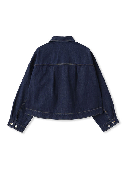 【WEB限定】デニムクロップドジャケット≪洗濯機で洗える≫