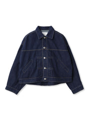 【WEB限定】デニムクロップドジャケット≪洗濯機で洗える≫