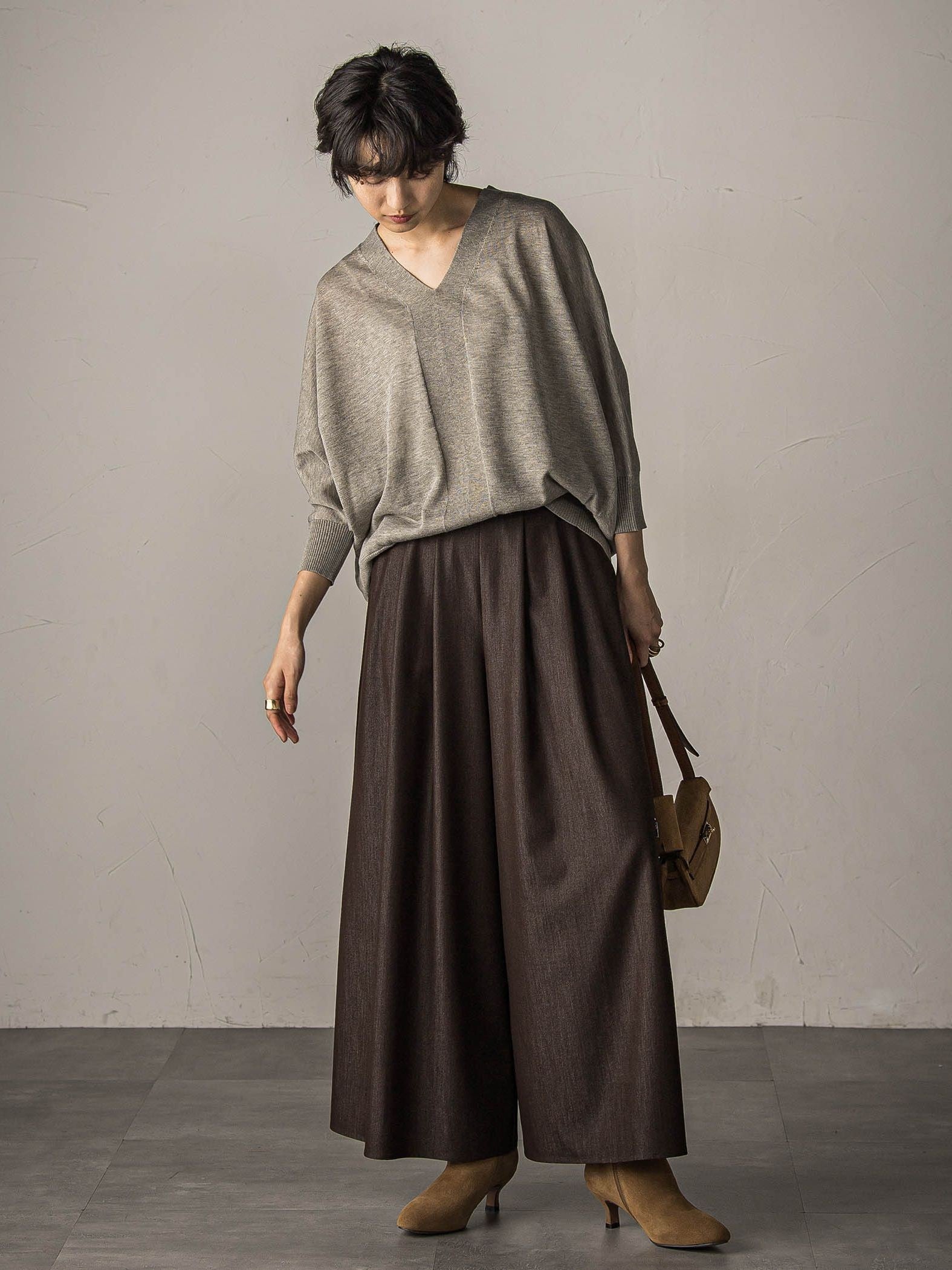 【新色追加】フレアヘムキュロットパンツ≪洗濯機で洗える≫