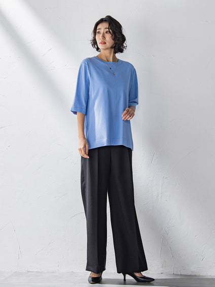 Tシャツ風ニットプルオーバー≪手洗い可能≫