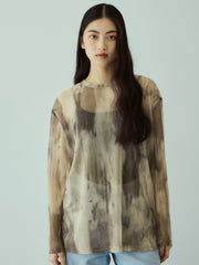 ニュアンスアート柄シアープルオーバー≪手洗い可能≫