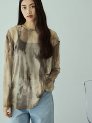 ニュアンスアート柄シアープルオーバー≪手洗い可能≫