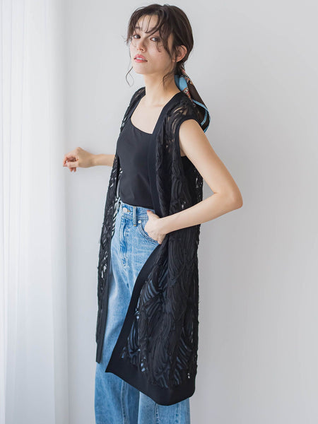 刺繍レースジレ≪手洗い可能≫
