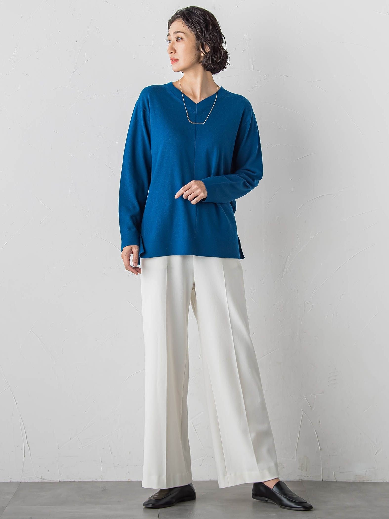 【大きいサイズ】ファインウールVネックニット