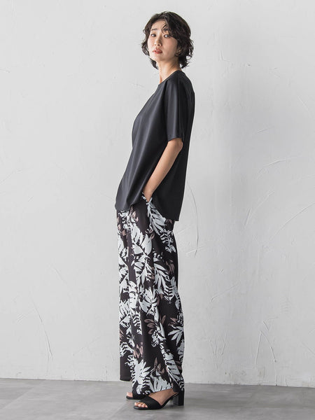 バックサテン切り替えスムースカットソー