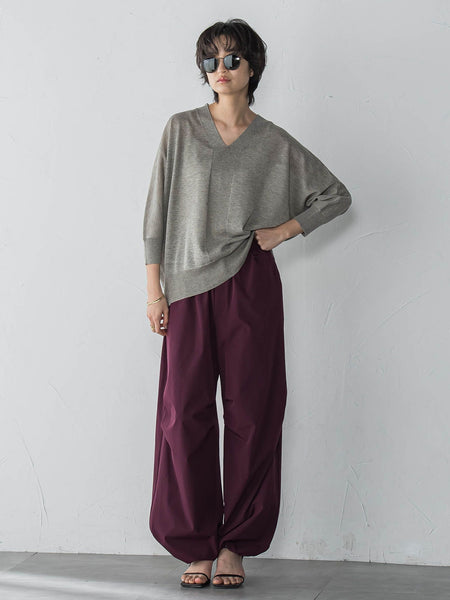 LEVITAシアーVネックドルマンニットプルオーバー≪手洗い可能≫