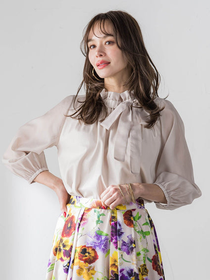 サイドリボンカットソー