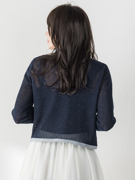 メッシュスパンコールニットカーディガン