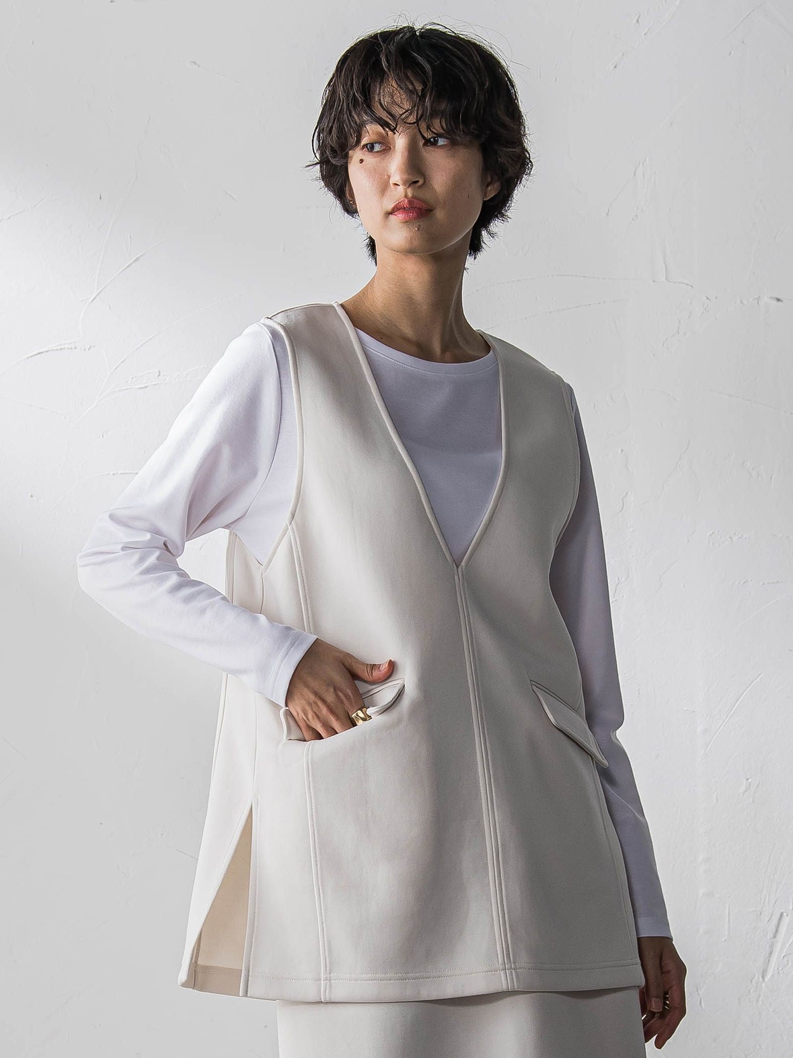 軽量ボンディング3ピーススカートセットアップ≪洗濯機で洗える≫