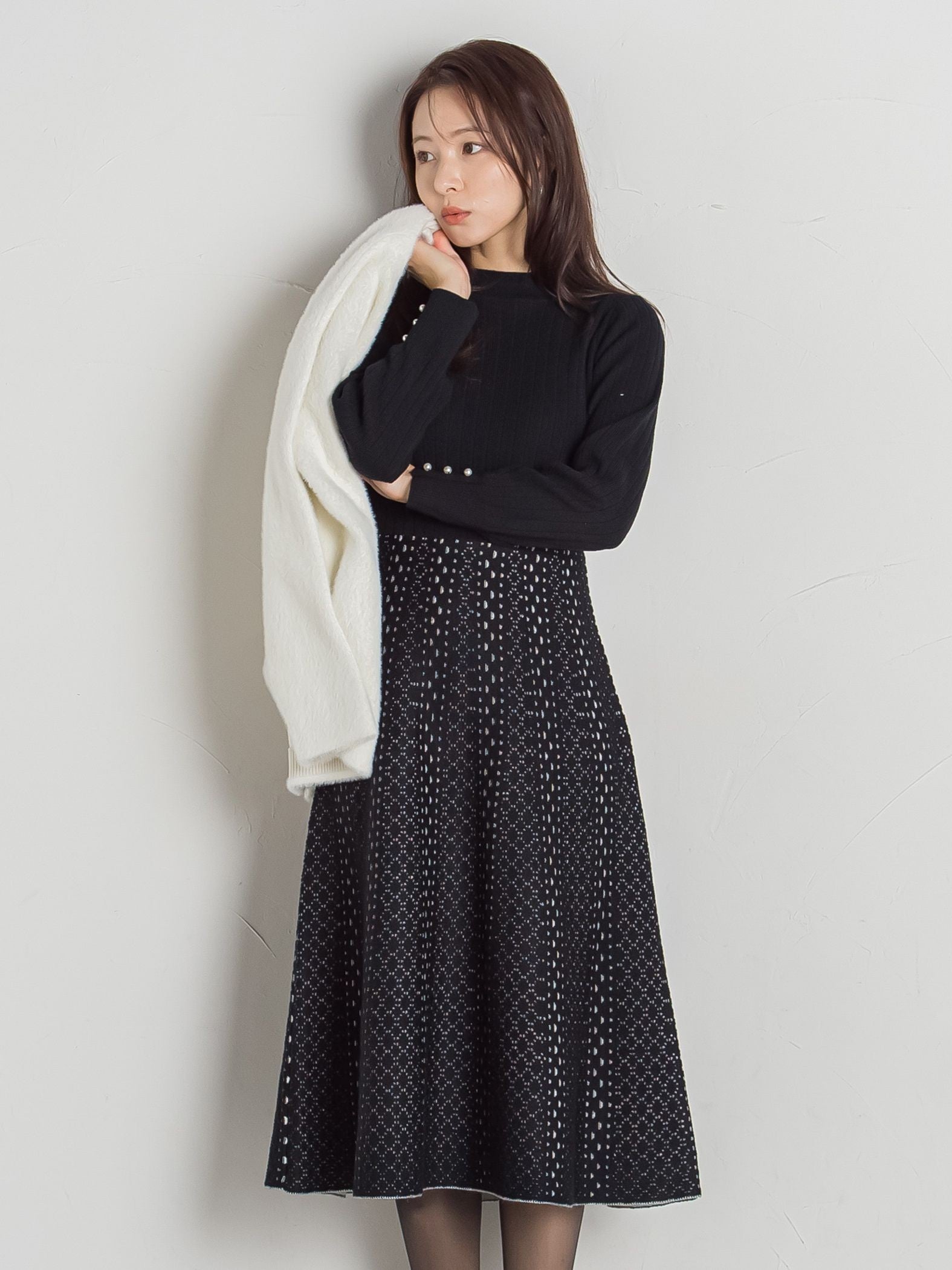 【最高級】MaxMara マレーラ　ジャガード風♪ ニットフレアワンピース 最高級】MaxMara マレーラ ジャガード風♪ ニットフレアワンピース