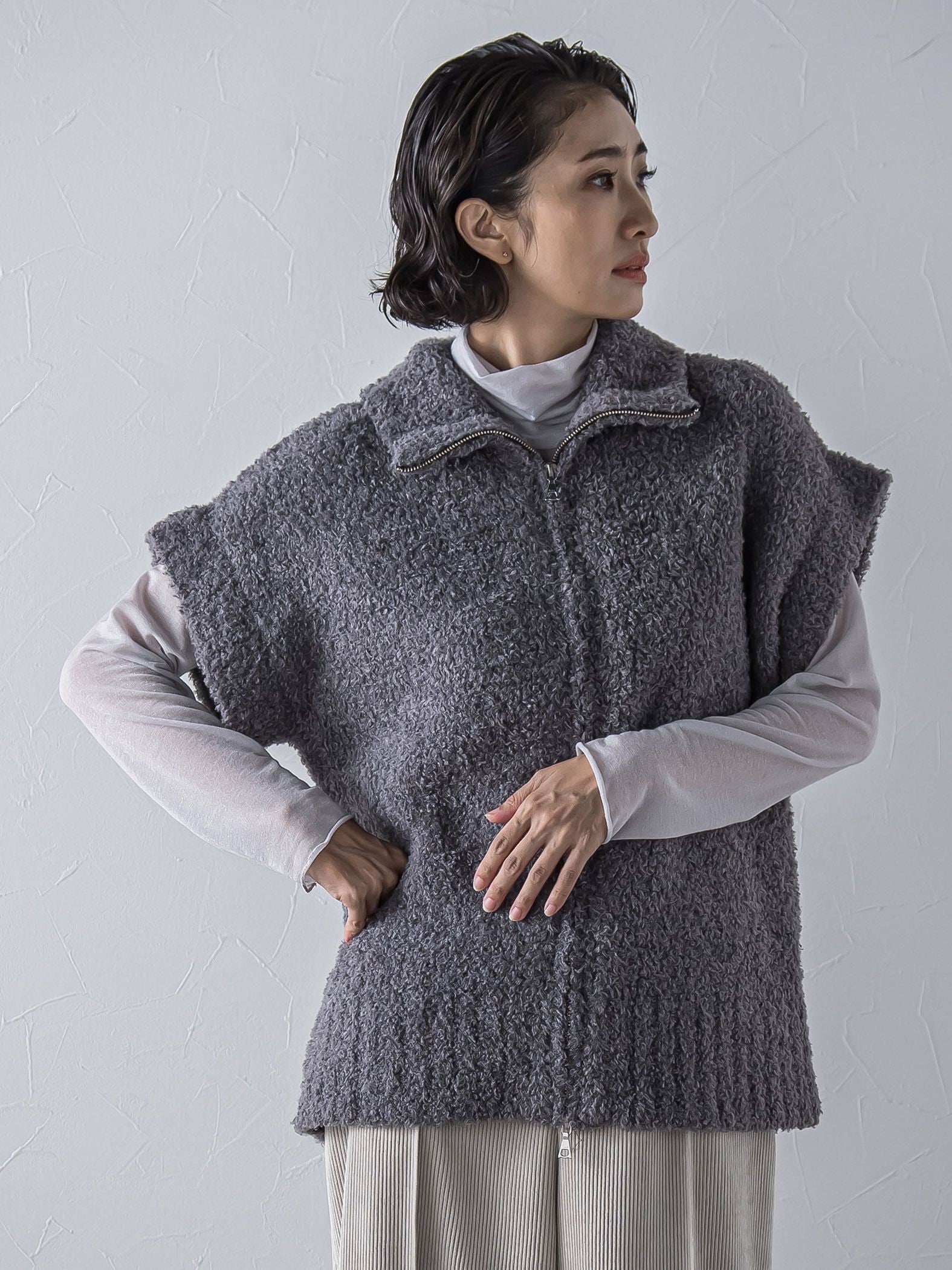 カーリングヤーンジップジレ≪手洗い可能≫