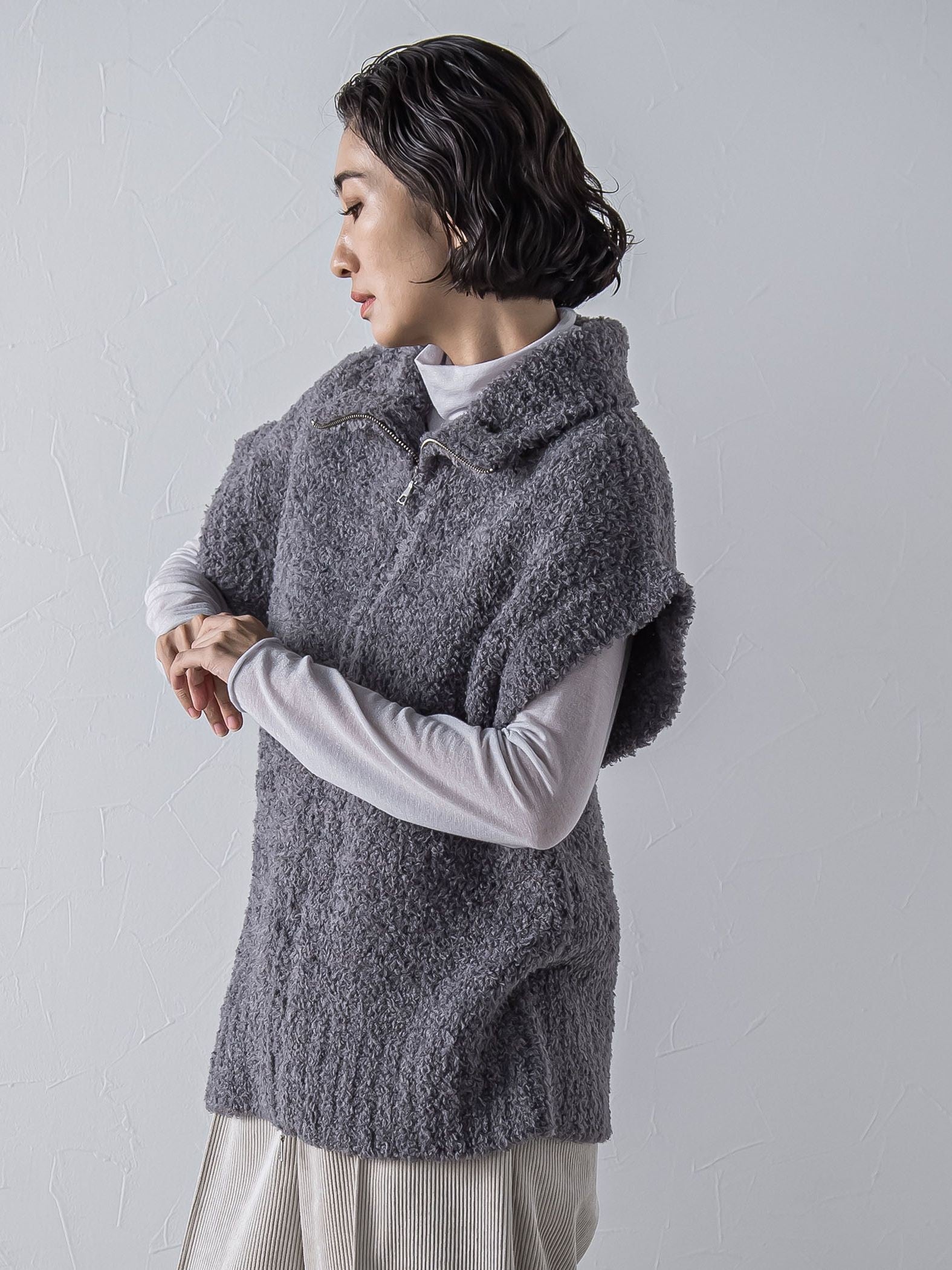 カーリングヤーンジップジレ≪手洗い可能≫