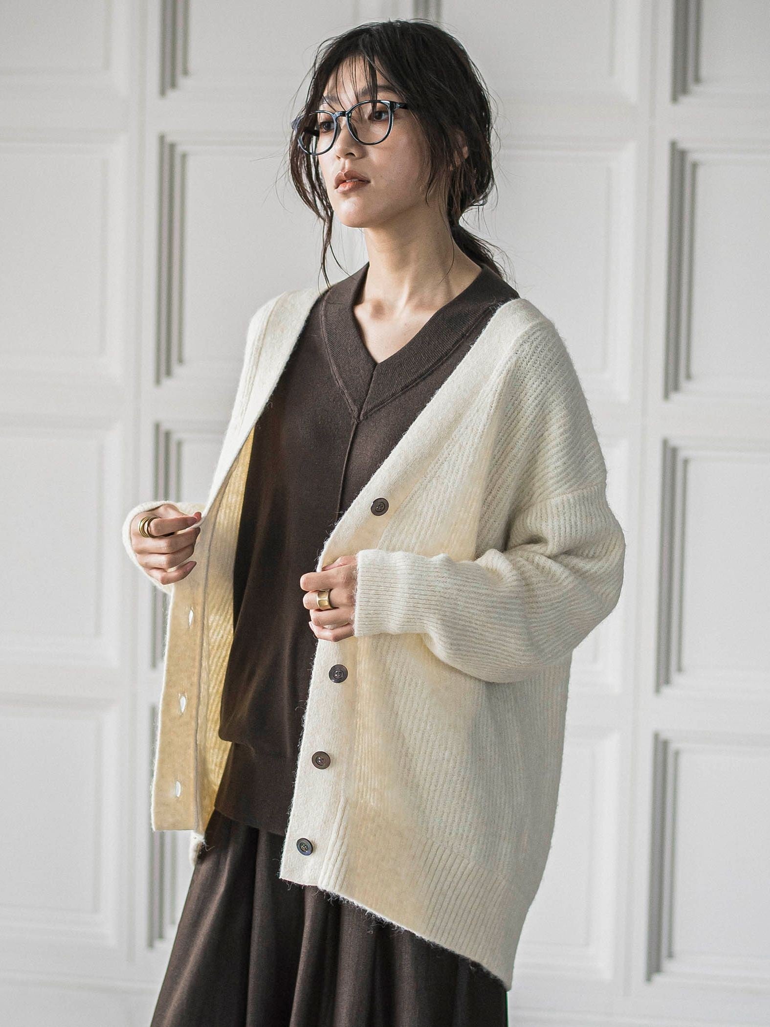 フラッフィーVネックニットカーディガン≪手洗い可能≫