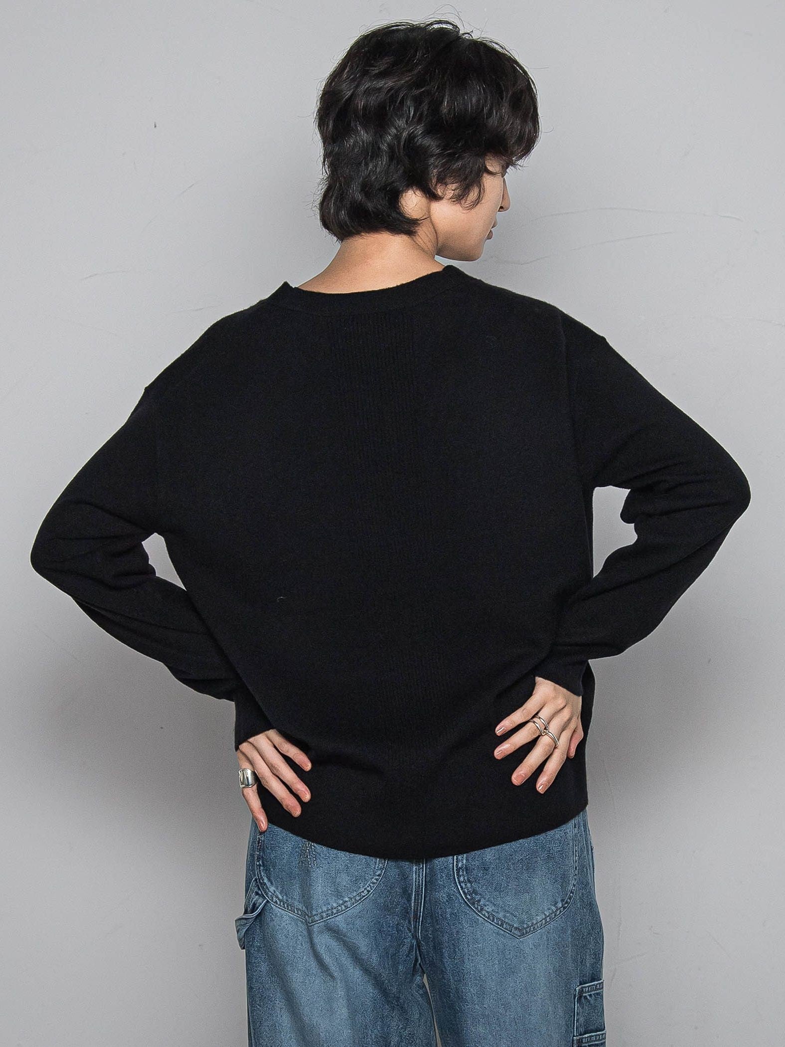 【ふわもち】Vネックニット≪洗濯機で洗える≫