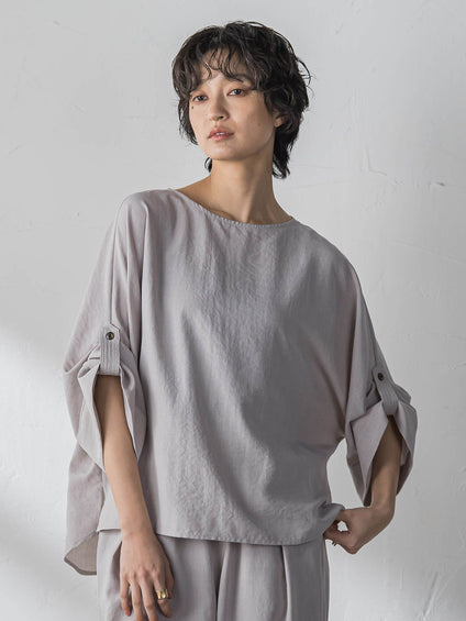 【一瞬で楽とキレイを叶える】タンブラーブッチャーロールアップブラウス≪セットアップ対応≫