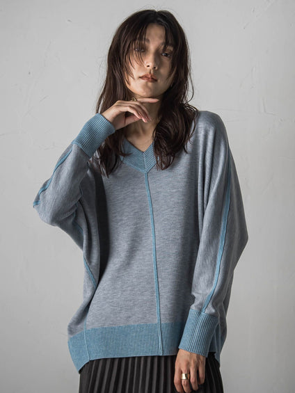 【カタログ掲載】リバーシブルVネックドルマンニットプルオーバー